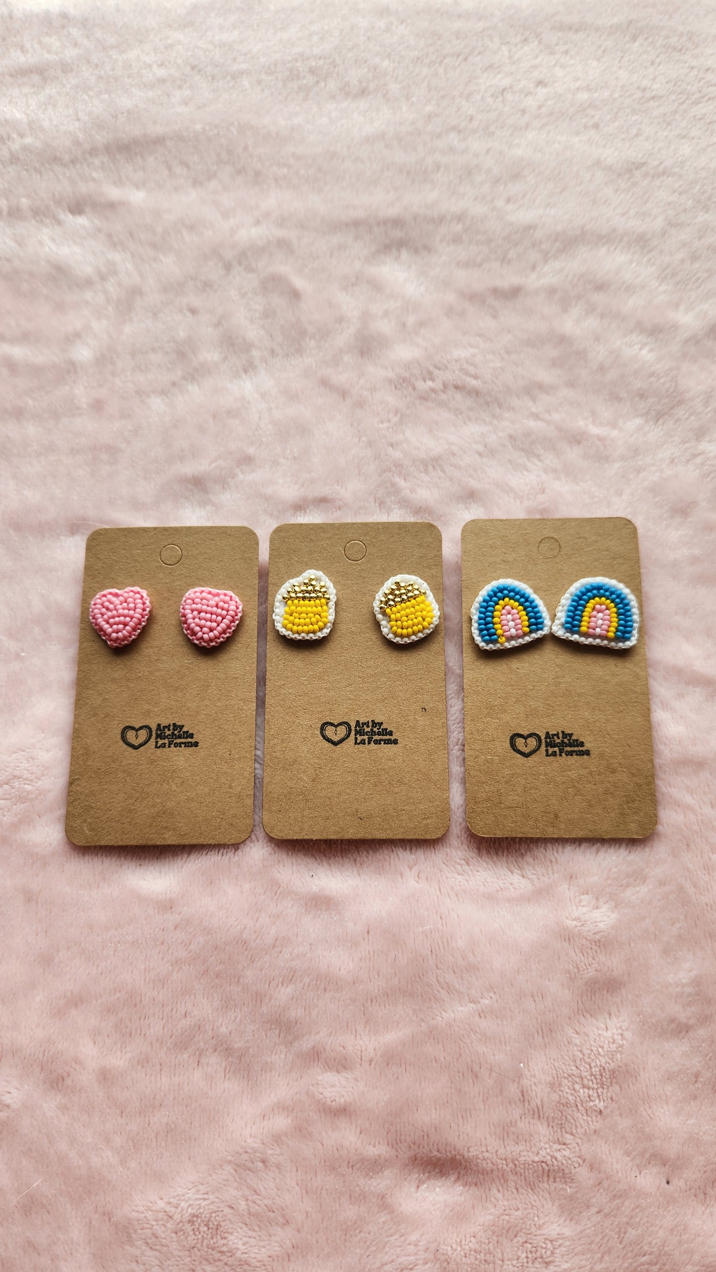 Lucky Charms Beaded Earrings - Hearts