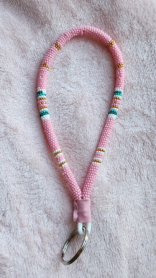 Pink Beaded Lanyard