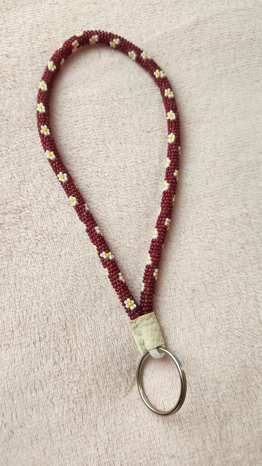 Grape and Daisy Beaded Lanyard