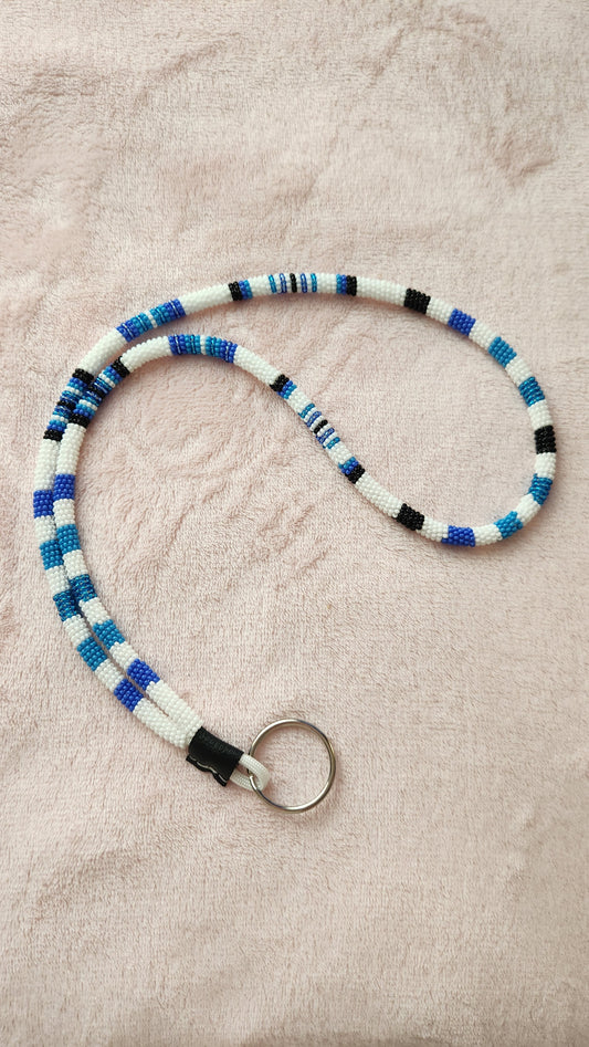 Long Blue Beaded Lanyard