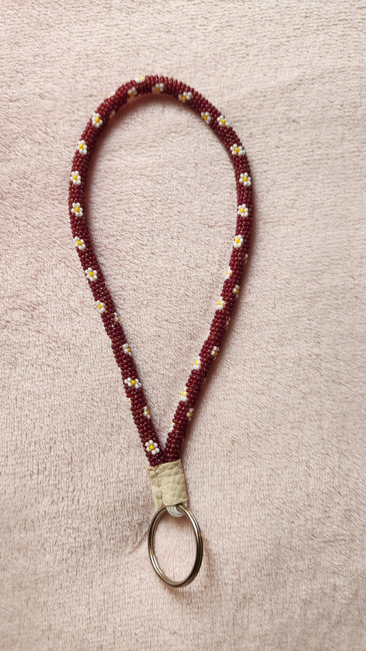 Grape and Daisy Beaded Lanyard